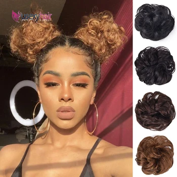 

USEXY 100% Human Hair Curly Piece Scrunchie For Black Women Brazilian Remy Cover Hair Extensions Donut Curly Extension Ponytails