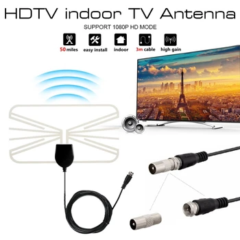 

1080P HDTV 50 Miles Range Small Antenna Indoor Antennas For Digital TV With F To IEC Adapter