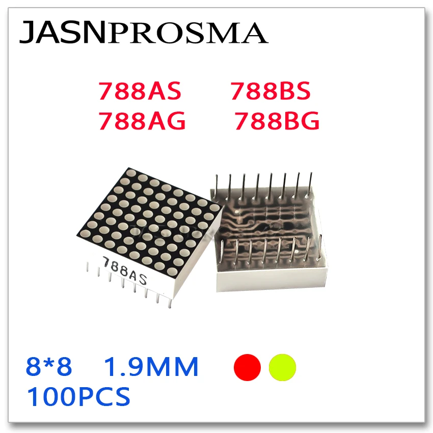 JASNPROSMA 8X8 1 9 мм красный желтый зеленый светодиод 20 x 100 шт. 788AS 788BS 788AG 788BG анод