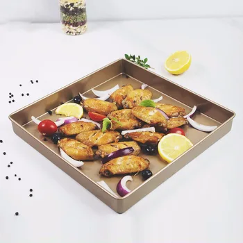

11 Inch Golden Non Stick Oven Baking Roasting Sheet Pan Dish Tin Trays Baking Pan Kitchen Tool Dishes Pastry Bakeware Mat Sheet