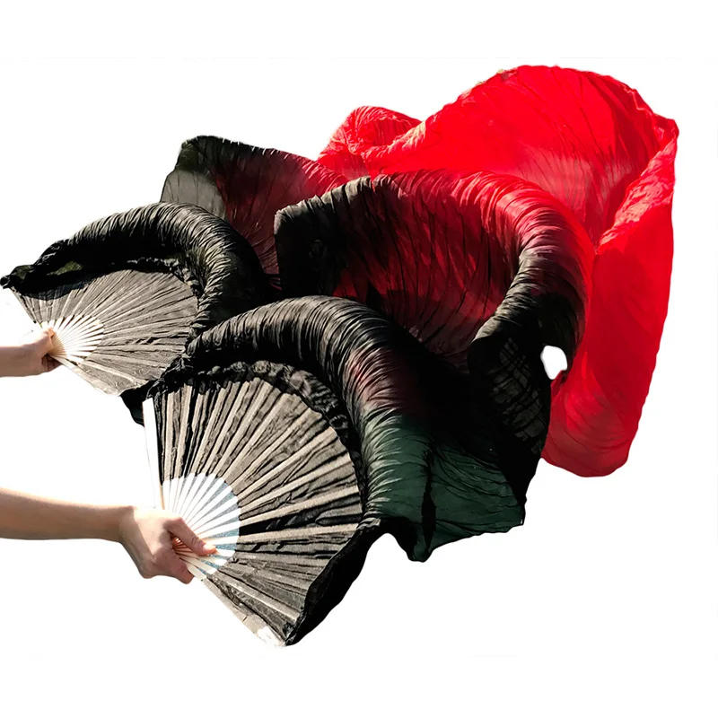 Танцевальный веер живота 1 пара ручной работы окрашенный Шелковый веер для танца s настоящий шелк/Имитация Шелковый веер для танца вуаль высокого качества китайский Шелковый веер - Цвет: Color2-d