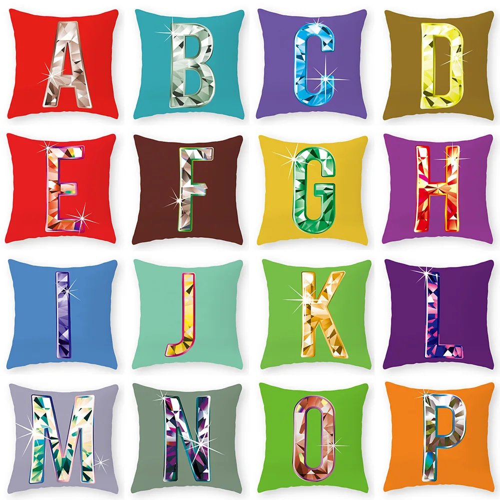 English Letters Throw Pillow Covers Decorative Creative Metallic Visual Design Pillowcases Polyester Soft Cushion Cover 18x18 45cmx45cm christmas design decorative pillowcases polyester throw pillow case christmas design pillowcase