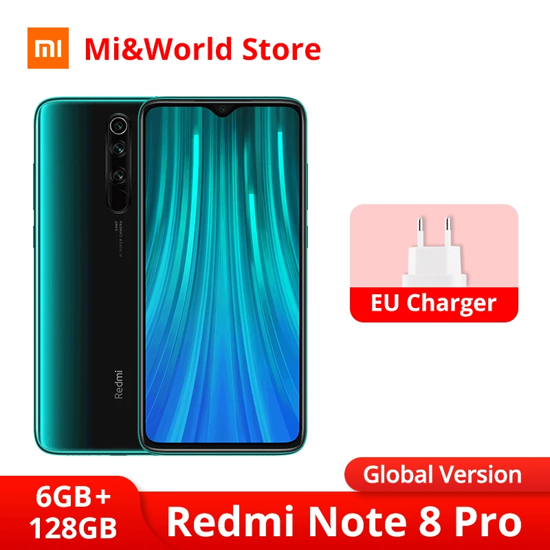 Смартфон Xiaomi Redmi Note 8 Pro с глобальной версией, 6 ГБ, 128 ГБ, Восьмиядерный процессор MTK Helio G90T, 64 мп, четырехъядерный экран 6,53 дюйма, FHD экран 4500 мАч