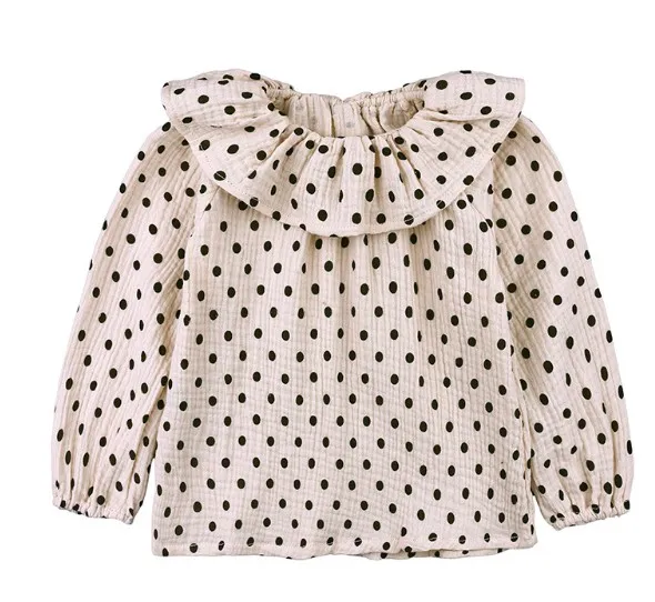 

Dot blouse toddler Girls clothes cotton long sleeve shirts peter pan collar baby girls princess shirts toddler casual tops
