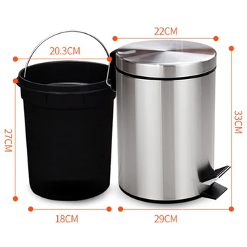 

8L Bathroom Trash Can Round Step Foot Pedal Dustbin Bucket With Lid Desktop Toilet Kitchen Car Bucket Garbage Can