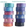 12pcs Starry Night Washi Tape Set 15mm*2m Galaxy Constellation Moon Star Adhesive Masking Tapes Home Stickers Decoration A6033 6