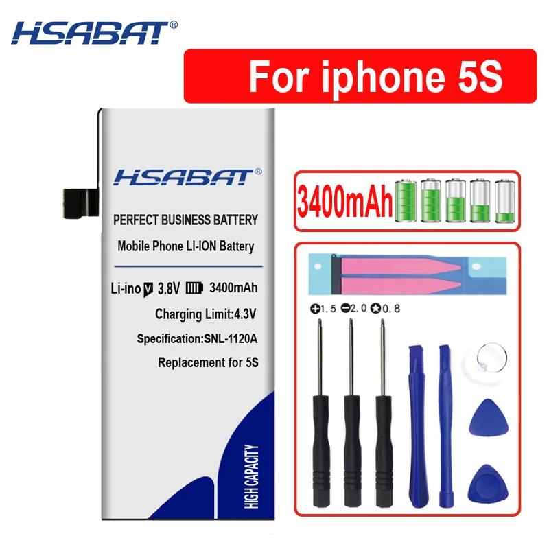 HSABAT Высококачественный аккумулятор 3400 мАч для iphone 5S 5C для iphone 5S для iphone 5C инструменты+ наклейка