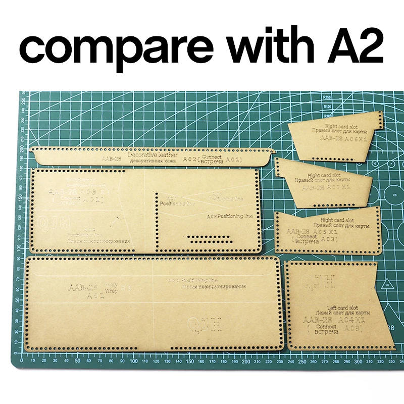DIY Kraft Paper Template New Fashion Men and Women Short Wallet Leather Craft Pattern DIY Stencil Sewing Pattern 9.5*11.5cm 1Set