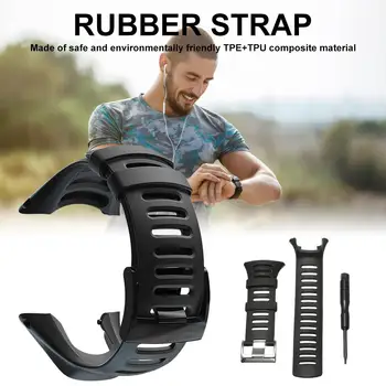 

Watch Band Strap Soft Black Rubber Watch Replacement Band Watch Strap Accessory Strap For Suunto Ambit 1/2/2S/2R/3