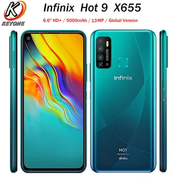 Перейти на Алиэкспресс и купить Смартфон Infinix Hot 9 X655, мобильный телефон с двумя sim-картами, 4G, 6,6 дюйма, 3 Гб ОЗУ 32 Гб ПЗУ, 13 МП, 5000 мАч, Android 10,0