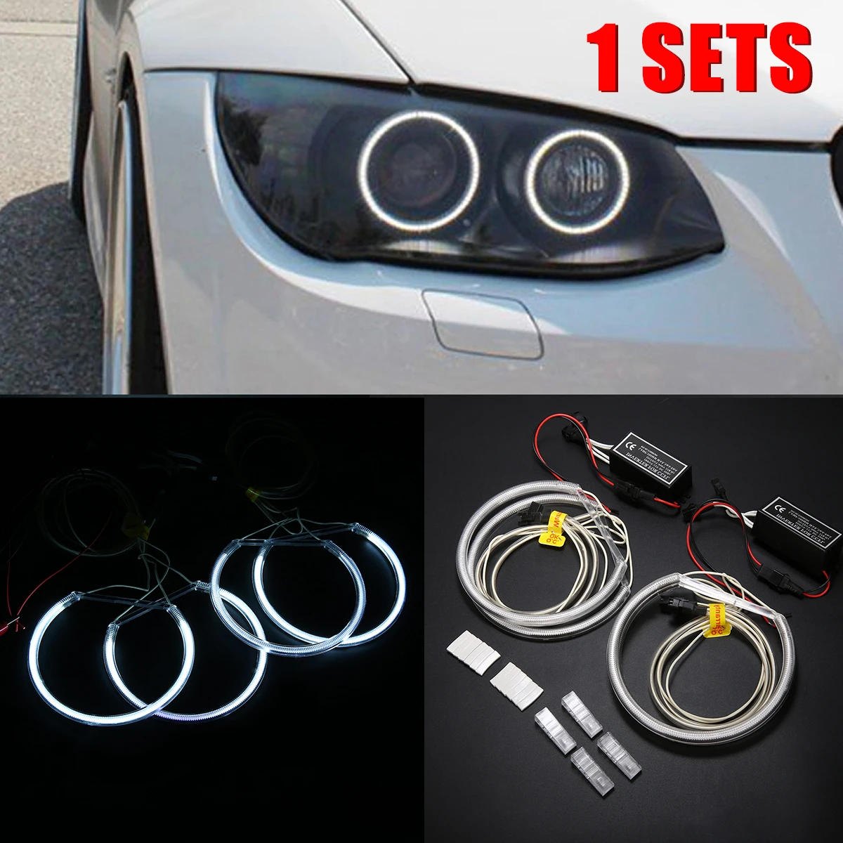 New Arrival 4pcs CCFL COB LED Angel Eye Halo Ring Light Lamp Set For BMW E36 E38 E39 E46