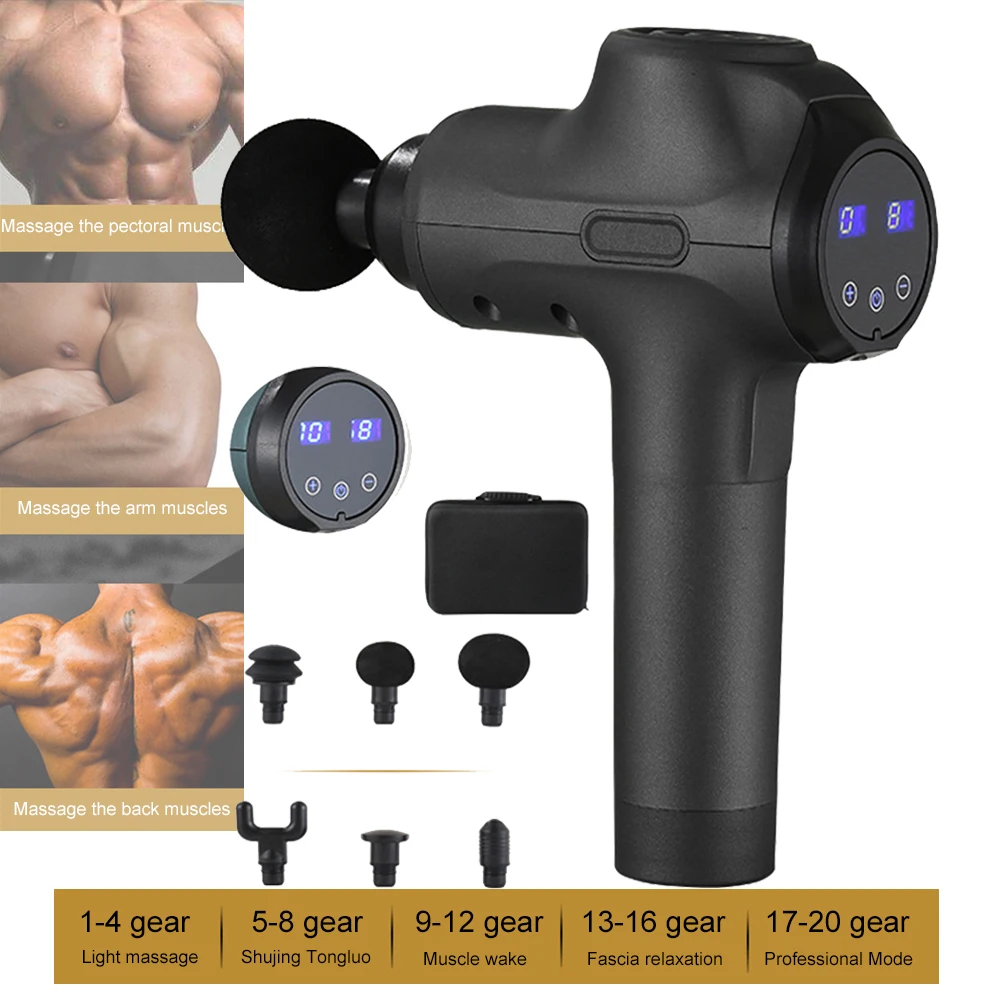 

6 Heads 20 Levels Massage Gun Shoulder and Neck Massage Electric Muscle Relaxation
