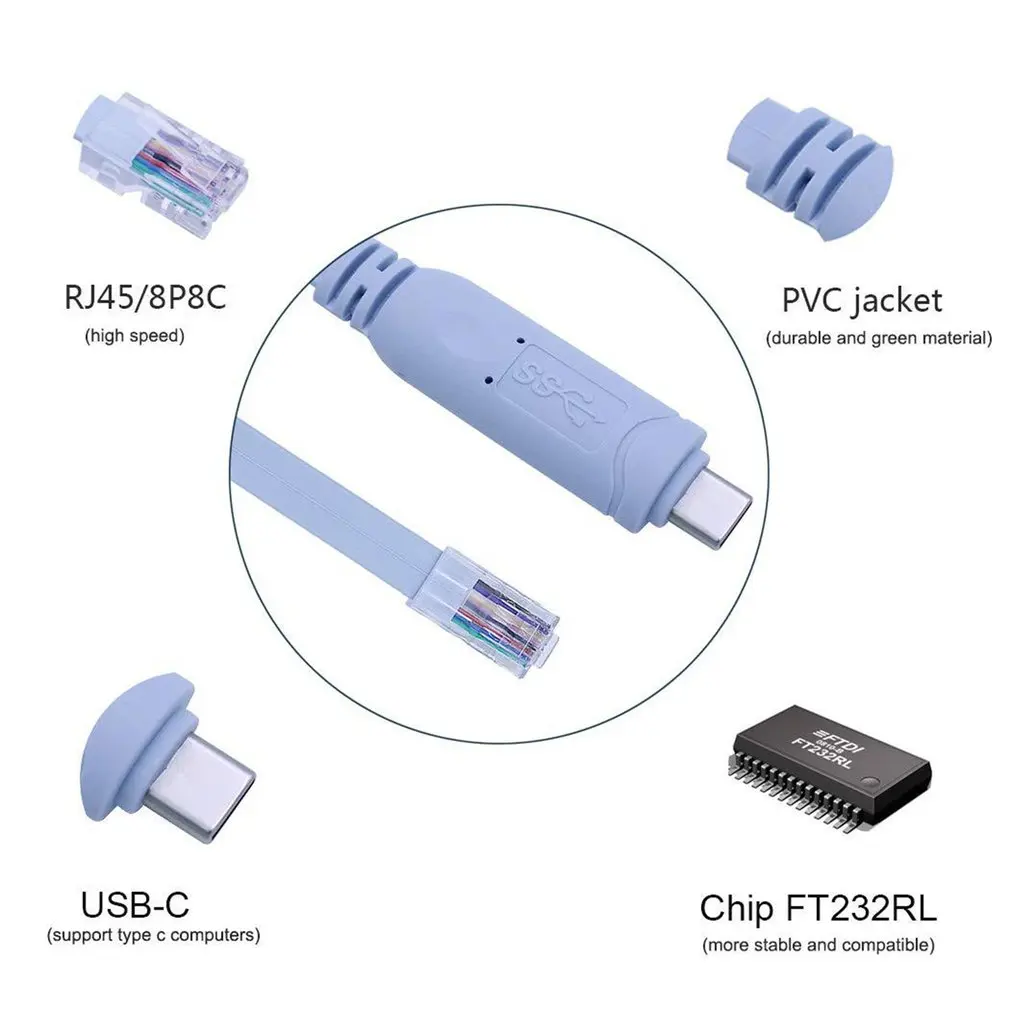USB/type-C к RJ45 кабель USB к последовательной/Rs232 консоли удлиняющий кабель для Cisco Route USB2.0 интерфейс к RJ45 Хрустальная головка