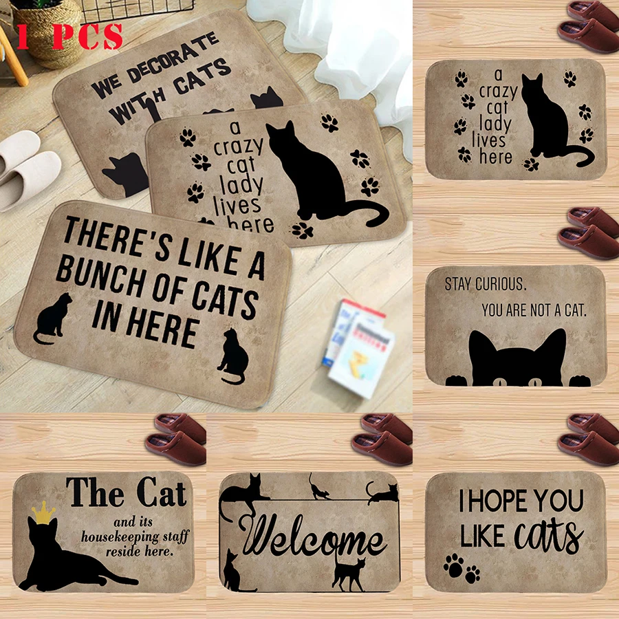 Floor Bath-Mat Memory-Foam Personalized Doormat Water-Absorb Anti-Slip Cats Charming