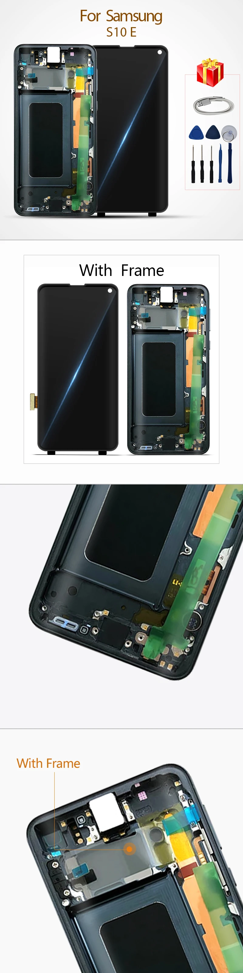 Для samsung Galaxy S10E G970F/DS G970U G970W lcd S10E G970F/DS G970U G970W ЖК-дисплей сенсорный экран дигитайзер Запчасти