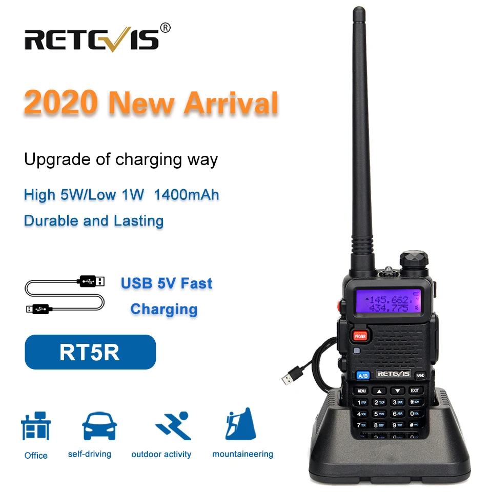 RETEVIS RT5R Handy Walkie Talkie 5W VHF UHF USB Ham Amateur Two-Way Radio  Stations PTT Walkie-Talkies for Baofeng UV-5R Hunting Aliexpress