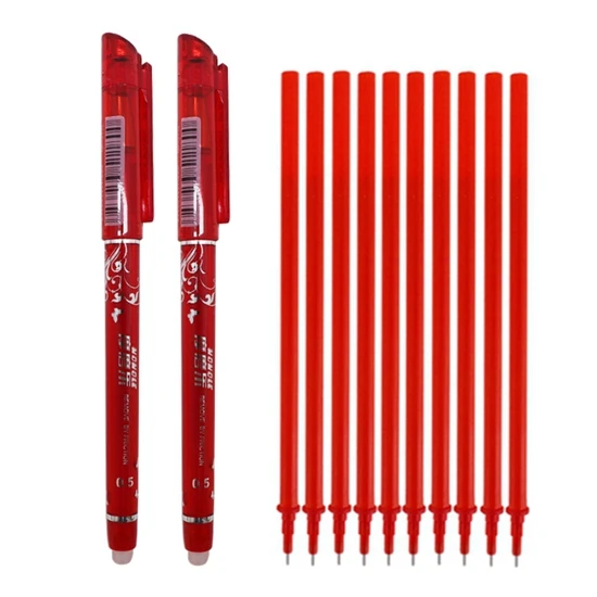 12 pcs red B 12 шт./лот, набор стираемых гелевых ручек 0,5 мм, Волшебная моющаяся ручка, стираемая ручка, стержень, школьные канцелярские принадлежности, инструменты для письма, подарки - Цвет: 12 pcs red B