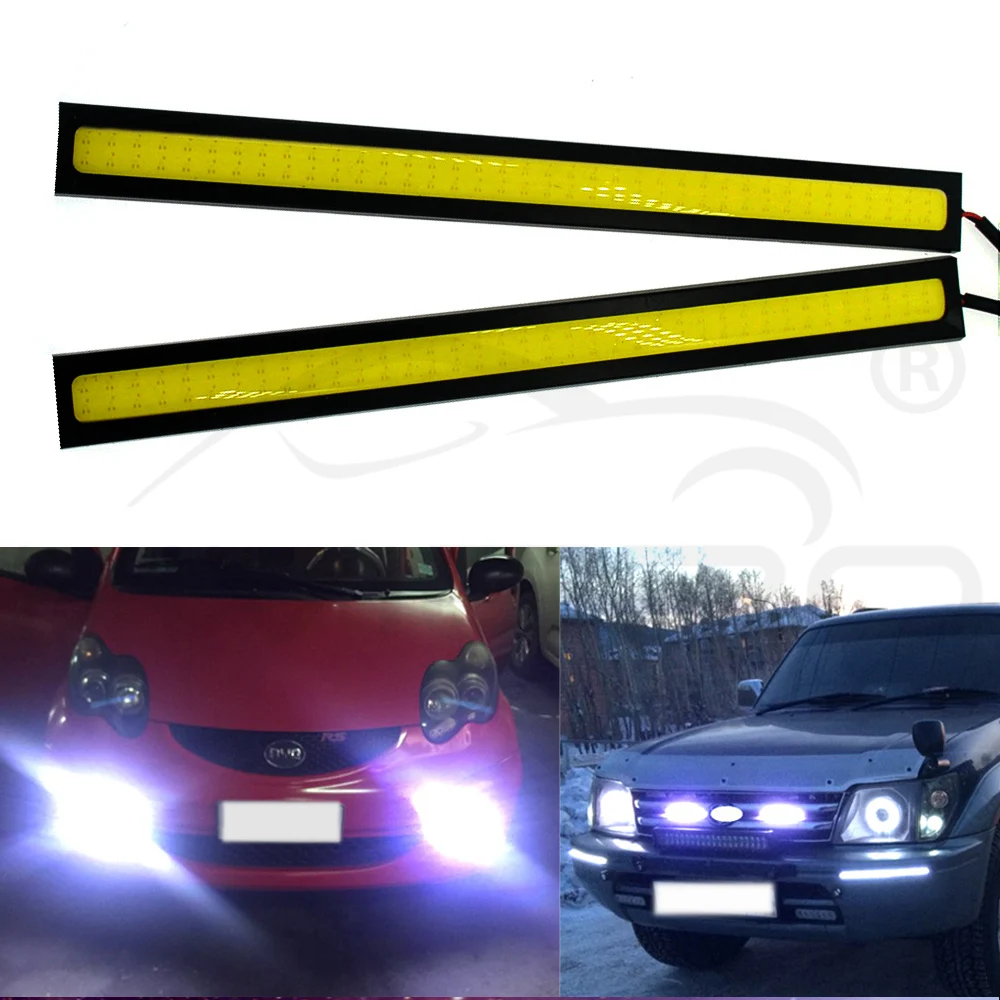 Hviero 1Pcs 17cm Car DRL COB Driving Fog lamp Double Row76Leds Daytime Running lights Auto Waterproof update Ultra Bright LED DC 12V