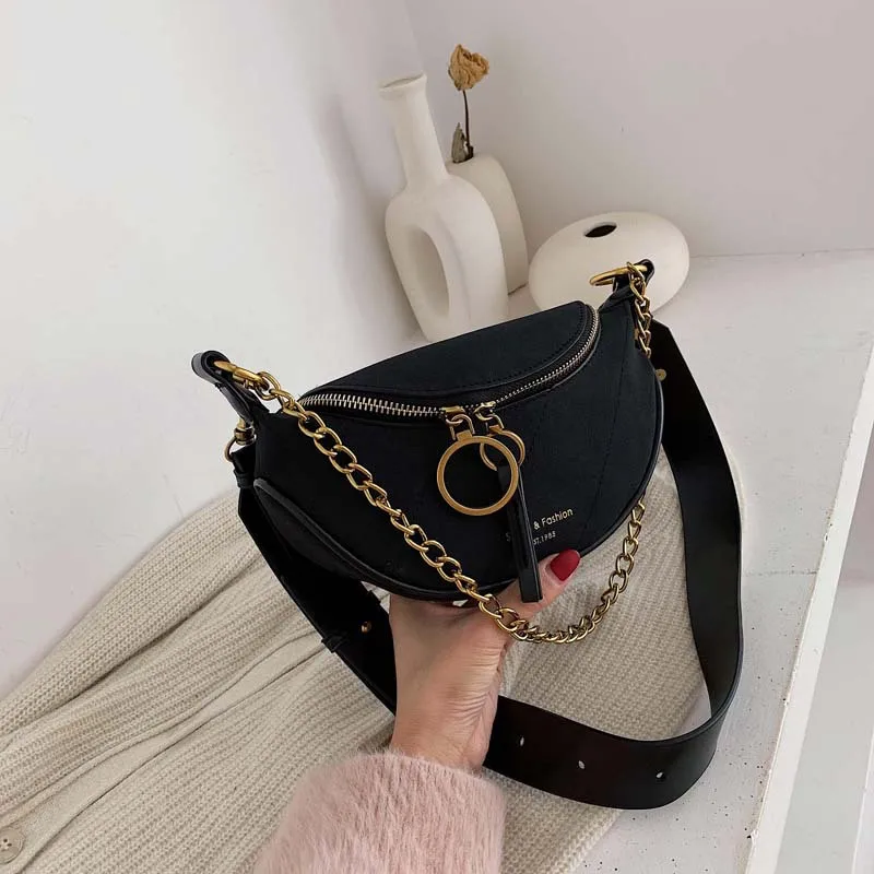 

Non-mainstream Bag Women's 2019 New Style Western Style Chest Pack Versitile Fashion Textured Shoulder Oblique Chain Dull Polish