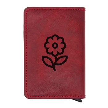 

Retro Fashion Sunflower Wallet Classic Charm Men Women Rfid Credit Card Red Leather Wallets Short Purse