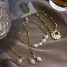 AOMU Корея простая натуральная жемчужина, кулон, браслет ножной браслет для женщин металлический полый Круглая цепочка браслет ювелирные изделия