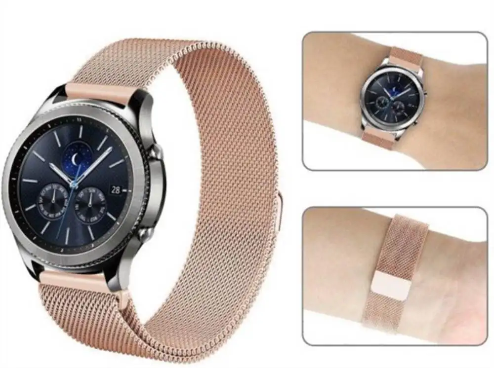 20 мм миланские часы из нержавеющей стали с магнитной пряжкой для BW-HL1/Для Galaxy Watch active2/Amazfit Bip Lite Смарт-часы