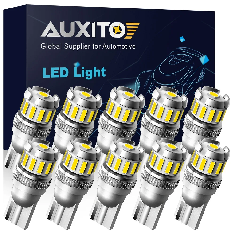 AUXITO-LED lâmpadas para luzes de posição de estacionamento, luz interior do Canbus, BMW VW, Mercedes Audi A3, A4, E60, 10x, W5W, T10, 6500K, 168, 194