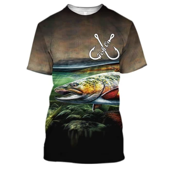 

2020 new fishing t shirt Large Size Tee Shirts summer go Fishing 3D T-Shirt Crewneck Men Awesome Fishing T Shirt