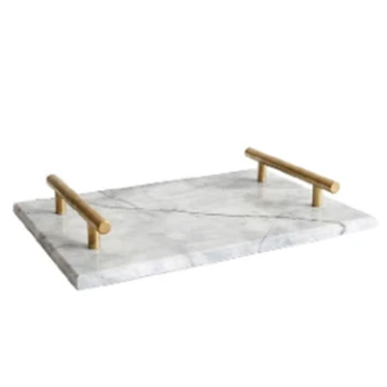 

Nordic Style Gold-Plated Handle Ceramic Marble Tray Storage Tray Storage Board Cake Dessert Plate Sushi Plate Jewelry Display