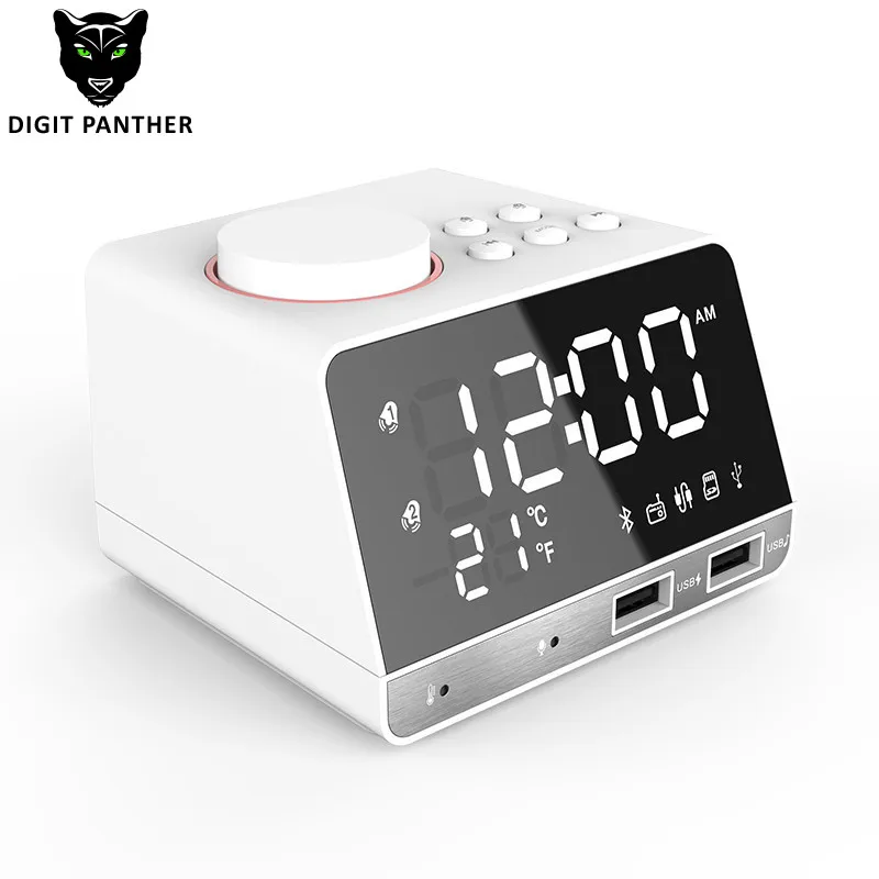 

K11 New Wireless Bluetooth Speaker Digital Alarm Clock LED Temperature Display with 2USB port Support AUX TF Card FM radio