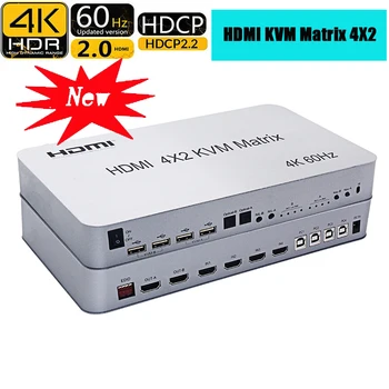 

4-port Matrix HDMI KVM Switch 4X2 Hdmi kvm switch 2 port dual monitor 4 port dual monitor KVM Switch Matrix Switcher HDMI USB
