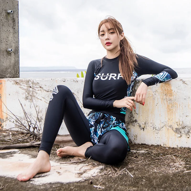 Пара rashguards одежда для плавания женский сексуальный бикини женский цельный купальник Серфинг Рашгард женский раздельный длинный рукав сушка