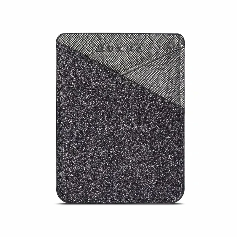 Black Fashion Women Men Gold Sticker Card Slot Holder Wallet Credit Card Pocket Glitter Sticker For iPhone 11 Pro XS Max XR 6 7 8 Plus - Цвет: Black