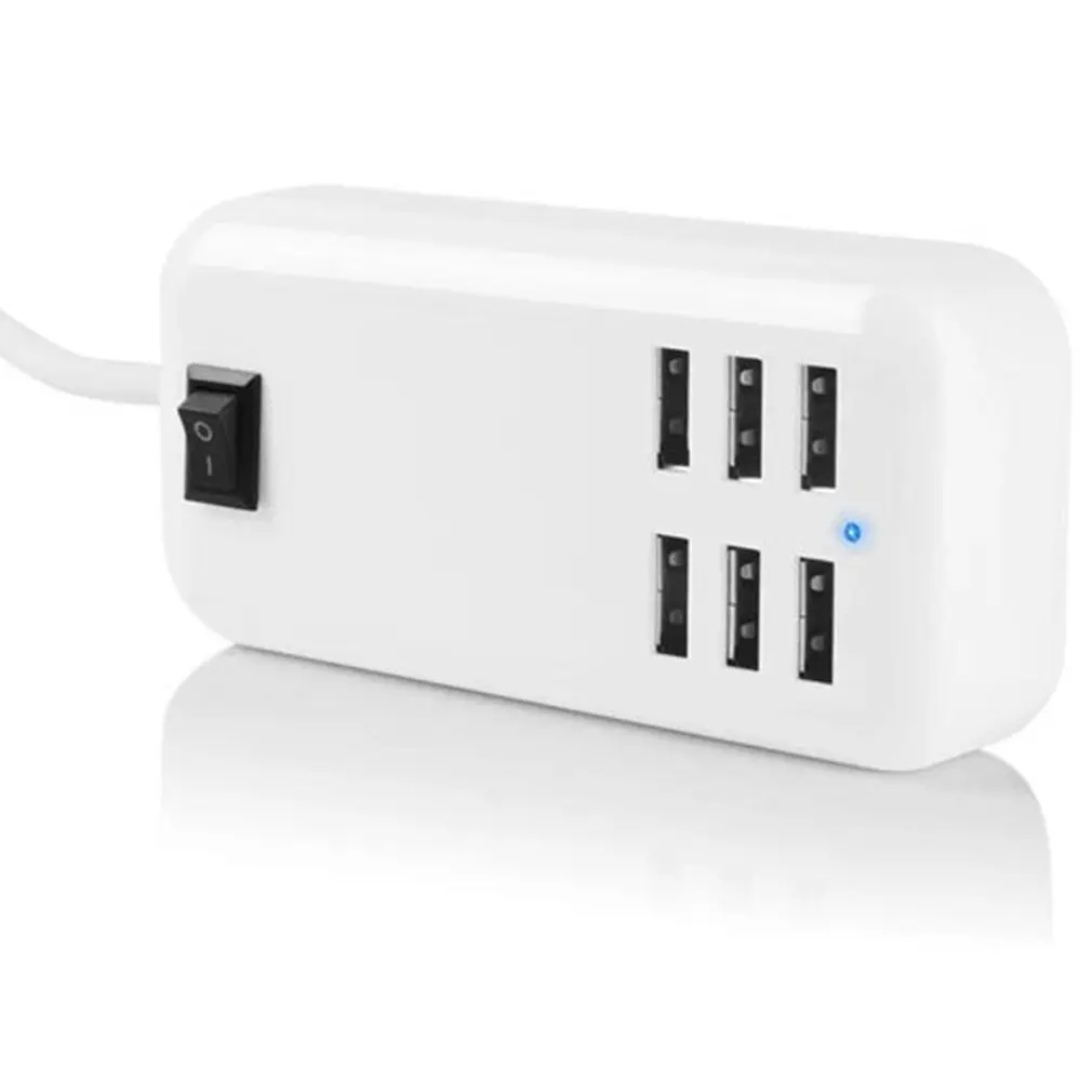 

Universal Portable 6 USB Ports Fast Charger Extension Cable AC Power Charger Travel Work Home Adapter Strip With EU/UK/US Plug
