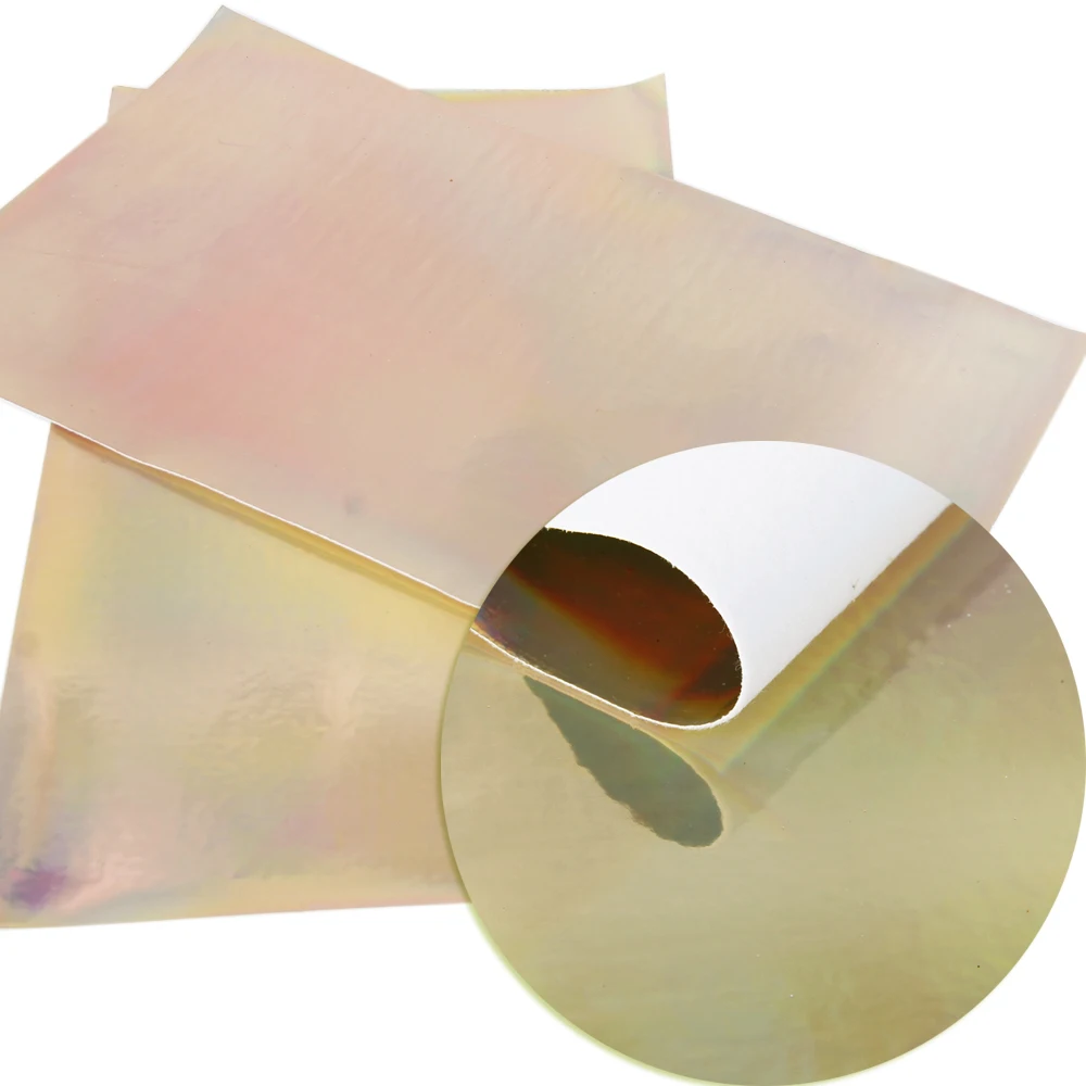 Gold Series Chunky Fine Glitter Faux Leather Sheets Lychee Solid Color Holographic Synthetic Leather A4 Size for DIY Crafts