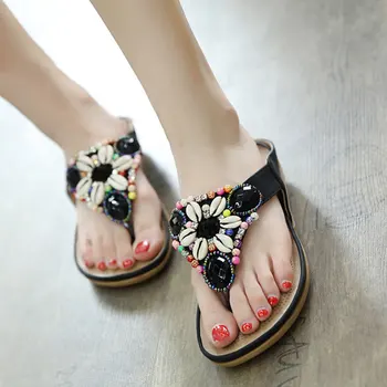 

Women Bohemian Shoes Vintage Ethnic Beads Open Toe Casual Sandals for Summer FOU99