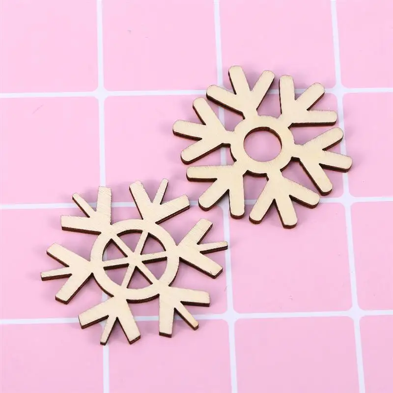 100 шт рождественские DIY Деревянные снежинки фишки украшения Висячие деревянные снежинки новогодние вечерние украшение для рождественской вечеринки A35