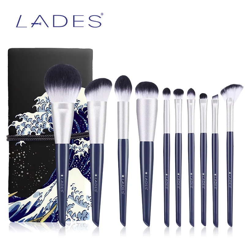 LADES 10PCS Makeup Brushes Sets Powder Blusher Foundation up Brush Blending Eyeshadow Brush Blue Beauty Tools With Pouch|Eye Shadow AliExpress