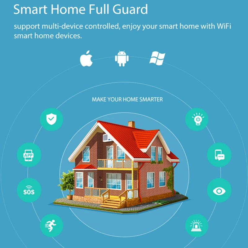 Wifi сирена, датчик, умная сигнализация, домашняя сигнализация, система Smart Life APP, Голосовое управление DJA99