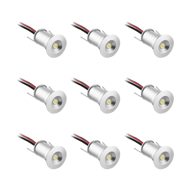 

9Pcs/Lot Recessed DC12V 1W Mini LED Puck/Cabinet Light Warm White Ceiling Lamp