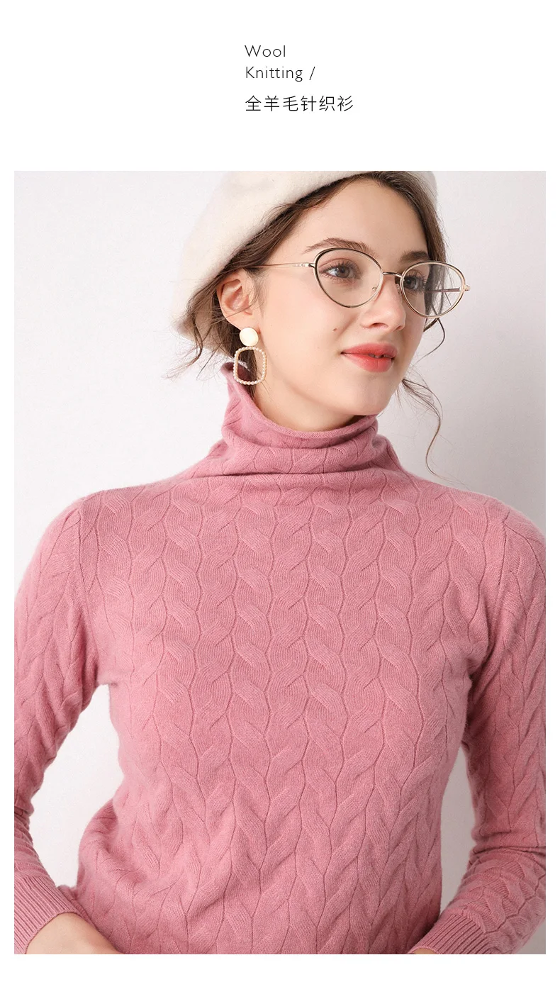 Women New Fashion Soft Sweaters and Pullover Wool Knitting Jumpers Ladies 8Colors Turtleneck Clothes