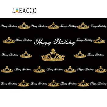 

Laeacco Baby Birthday Backdrops For Photography Golden Crown Party Poster Banner Photography Backgrounds Photocall Photo Studio