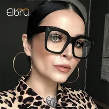 Elbru большие квадратные очки, оправа для женщин, трендовые стили, леопардовая оправа, оптические компьютерные очки Oculos De Grau Feminino Armacao