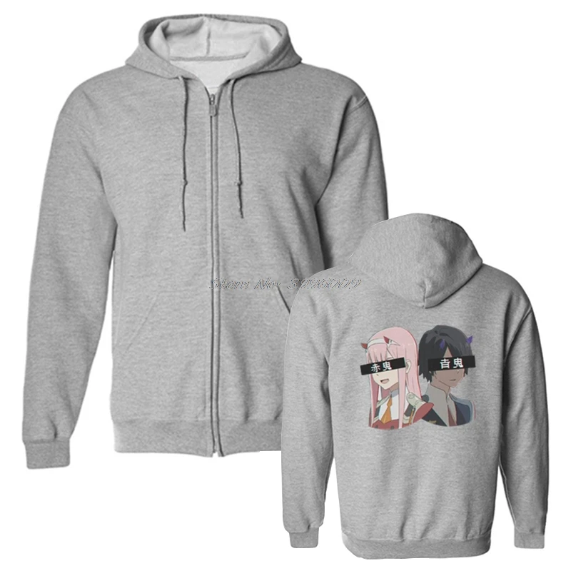 Aka Oni And Ao Oni Amazing hoodies Darling In The Franxx Zero Two Men Zipper Fleece Sweatshirts Coat Streetwear