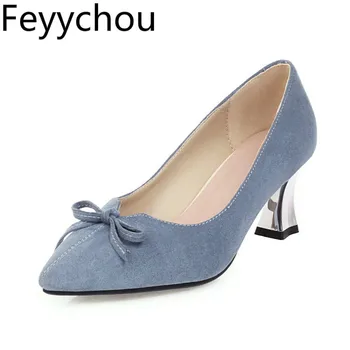 

Women's Pumps Shoes High Heel Spring Autumn Slip-on Pointed Toe Basic Flock 2020 Sexy New Fashion Black Blue Beige Big Size34-47