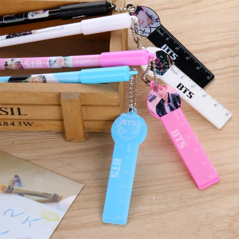 

Creative Idol BTS Small Ruler Pendant Gel Pen Student Stationery Prizes Small Gifts