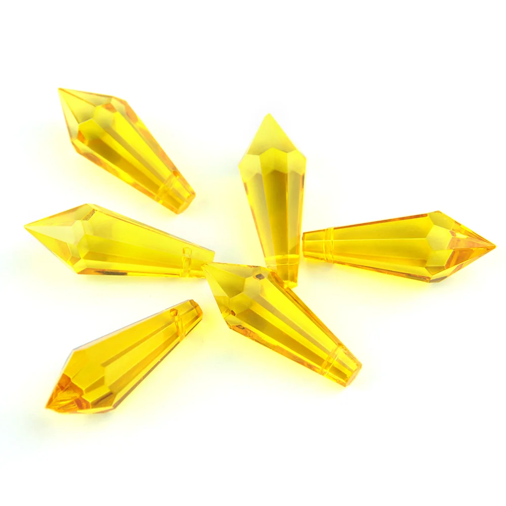 topaz Красочные 38 мм сосулька стеклянные кристаллы для люстры призмы детали сосулька Висячие Подвески для вечерние свадебные украшения - Цвет: topaz