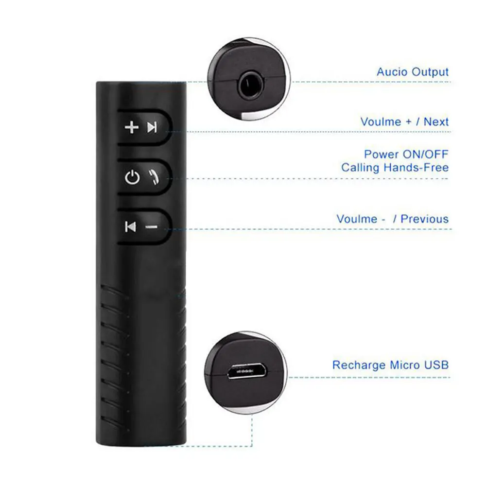 Lavalier Aux bluetooth-адаптеры автомобильный Bluetooth передатчик приемник умный Hansfree 3,5 мм Bluetooth музыкальный приемник