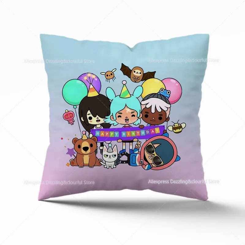 Cute Cartoon Toca Life World Pillow Case Home Car Throw Pillow Cover Square Zipper Cushion Covers Decoration 45*45cm No Pillow teenage mutant ninja turtles toys