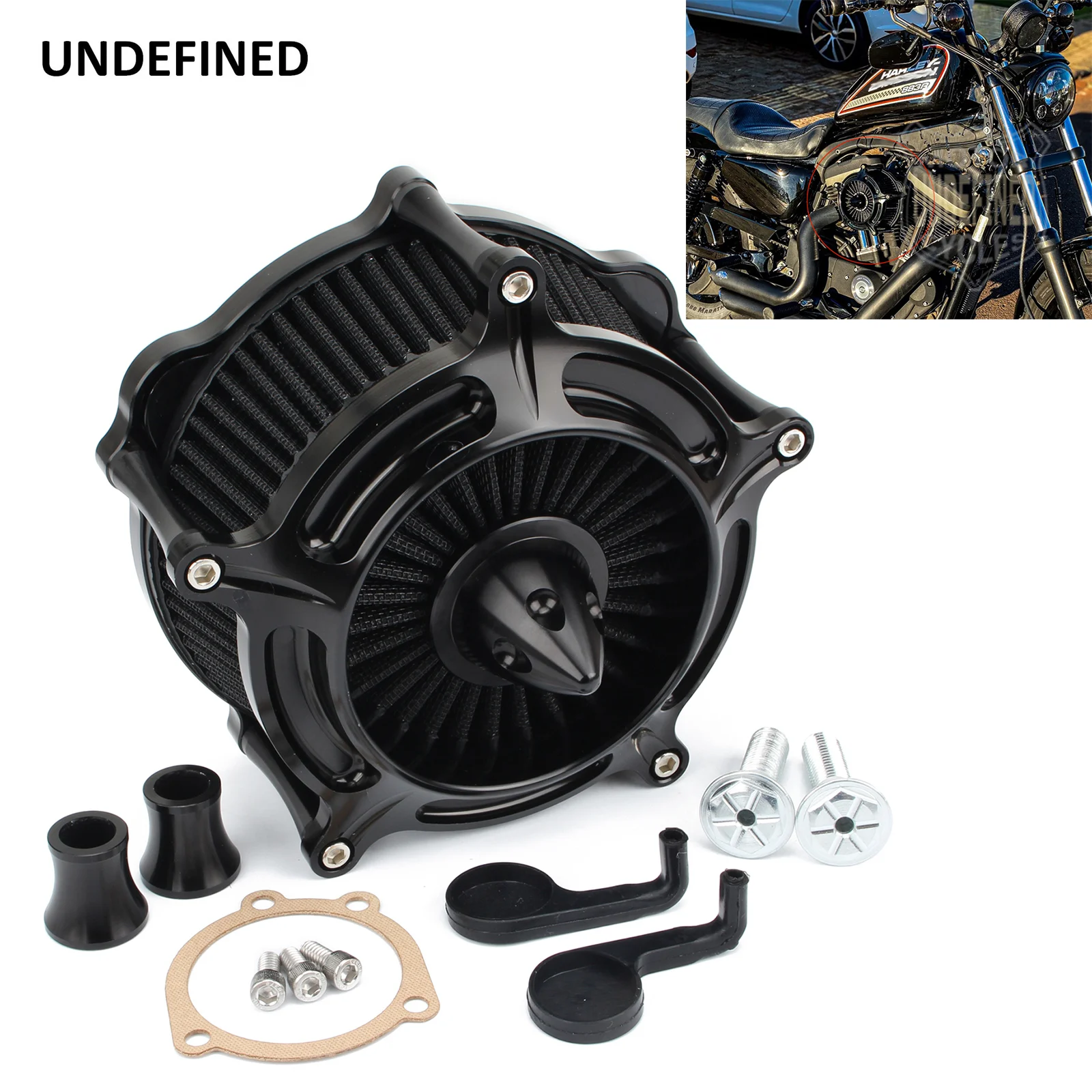 

Motorcycle Air Filter Cleaner for Harley Sportster Iron 883 XL1200 XL883 48 72 1991-2023 Black Turbine Air Intake Filters Kit